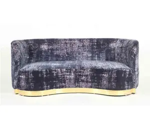 Wooden Upholstered with Brass Mounted Skirted Base Modern Sofas Couch Furniture Sofa