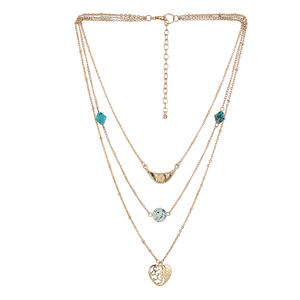 Collier bohème multi-rangs pour femmes, pendentif rond géométrique en forme de V ajouré, à la mode, bijoux de fête, nouvelle collection - Product Image 1