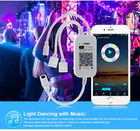 Télécommande Wifi sans fil à distance pour bande LED, contrôleur de musique intelligent, fonctionne avec l'application, rvb, 5V-24V IR