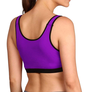 Women's Purple Racerback Sports Bra Scoop Neck Medium Support Breathable Fitness <b>Top</b> Cartoon Print <b>Mesh</b> Front Seamless - Product Image 5