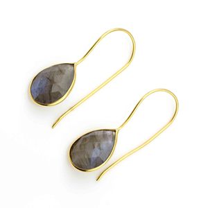 2025 meilleure qualité 925 argent Sterling plaqué or Labradorite poire boucles d'oreilles bijoux de fête de mariage pour les femmes cadeau d'anniversaire - Product Image 5