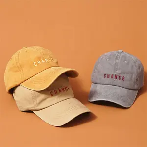 6 panel washed denim baseball caps wholesale quality dad hats custom embroidery letter logo canvas cap