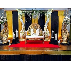 ทองมาเลย์เมย์เมย์ชุดรูปแบบอิมพีเรียลทามิลนกยูงตกแต่งเวทีงานแต่งงานศรีลังกันดั้งเดิมสำหรับกรอบด้านหลังที่สง่างาม - Product Image 1