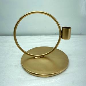 Portavelas de alambre de malla de Metal dorado, Soporte redondo personalizado para decoración de fiestas y bodas - Product Image 4