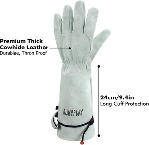 Guantes de seguridad a prueba de espinas de cuero de vaca grueso Premium tamaño XL Color gris características antideslizantes anticortes para hombres mujeres trabajo de jardín - Product Image 4