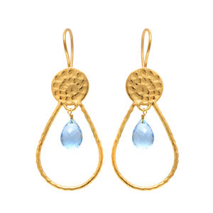 Pendiente de Plata de Ley 925 con piedras preciosas de Topacio Azul, joyería romántica chapada en plata, pendiente de moda para regalo de boda para mujer - Product Image 2