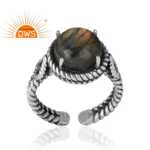 Tremendo anillo de piedras preciosas de labradorita, diseño antiguo, anillo de plata para niñas, fabricante de joyas de plata, Colección clásica - Product Image 2