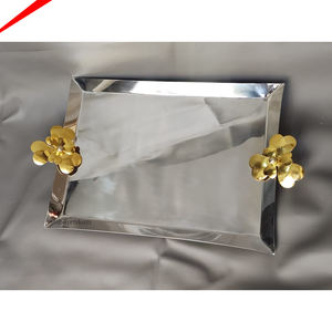 Plateau de service rond en métal pur de qualité supérieure, à poignées dorées décoratives, pour décor du ramadan, livraison gratuite - Product Image 4