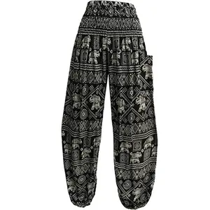 2020 Woman Baggy Elephant Harem Pants online wholesale-Elephant Print Yoga Harem Pant-Thai Fisherman Elephant Harem Pant