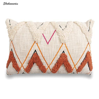 Nouvelles Housses de Coussin Modernes Personnalisées à Rayures Tissées, Broderie Marocaine Faite Main en Coton, Style Bohème, par un Fabricant Indien