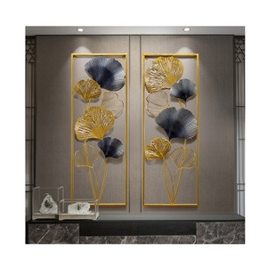 Design attrayant fer mur Art ensemble de deux noir et or couleur salon décoration mur Arts à bas prix - Product Image 1