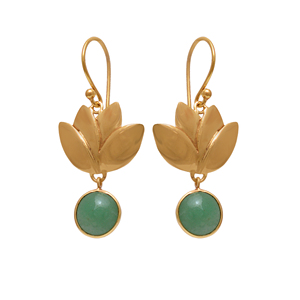 Boucles d'oreilles pendantes en forme de fleur d'apatite verte véritable en argent sterling massif, faites à la main, bijoux en or de Casa de Plata - Product Image 1