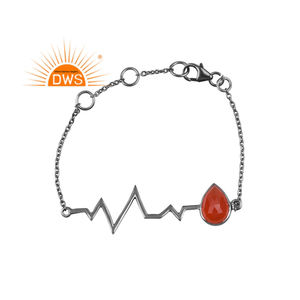 Bracelet en argent Sterling fin pour femme, à breloque en Onyx rouge, cœur d'amour, bijou pour dame, offre spéciale, - Product Image 1