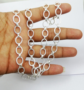 Cadenas de cobre chapadas en plata hechas a mano Diseño de círculo ovalado elegante para accesorios y componentes de joyería - Product Image 2