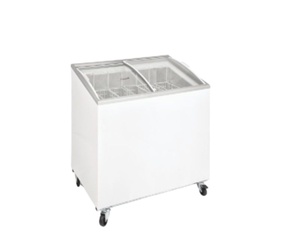 137 L Commercial Supermarket Glass Door Angled Cabinet Chest Deep Freezer Refrigerator Ice Cream Fridge Conservator