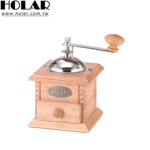 [Holar] сделанный в винтажном стиле, деревянная ручная шлифовальная машина, ручная кофемолка с резиновой древесиной