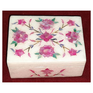 Caja de regalo para el Festival de Ramadán, caja de mármol blanco puro de la mejor calidad hecha a mano con diseño de flor de perla madre para regalo - Product Image 1