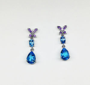 Haute Qualité En Argent Sterling 925 Bas fait sur commande QUANTITÉ MINIMALE DE COMMANDE Fournisseur Grossiste Femme Pas Cher Pierres Précieuses Boucles D'oreilles En Topaze Bleue - Product Image 2