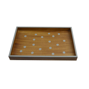 Bandeja Rectangular de madera con Mango y borde de hueso auténtico, utensilios de cocina de madera, bandeja de servicio de alimentos con acentos para el hogar Axiom - Product Image 4