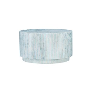 Table basse en nacre incrustée, style rustique antique, ronde, en mosaïque de capiz, bleue, pour la décoration intérieure, vente en gros d'usine - Product Image 2