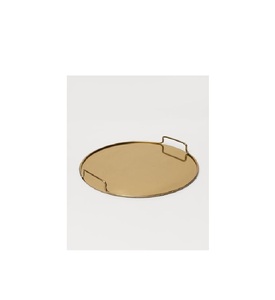 Bandeja DE SERVICIO DE ACERO INOXIDABLE hecha a mano de alta calidad con asas doradas, artículo superventas - Product Image 1