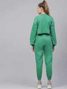 Conjuntos de ropa de invierno de dos piezas para mujer, Tops cortos y sudaderas con capucha de colores sólidos, pantalones de chándal, conjuntos de chándal de 2 uds ecológicos - Product Image 3