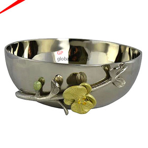 Cuenco redondo de metal de lujo 2025 con cuenco de mariposa dorada de diseñador para la decoración del hotel del hogar de la boda - Product Image 1