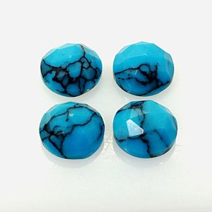 Piedra preciosa sintética azul turquesa, Rosa redonda de 10mm, 2,45 Cts, para hacer joyería - Product Image 5