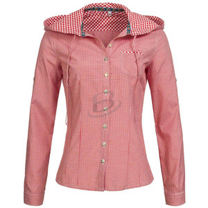 Mens Traditional Bavarian Trachten Checked Shirt Cotton Plaid <b>Long</b> <b>Sleeve</b> Oktoberfest Shirt - Product Image 1