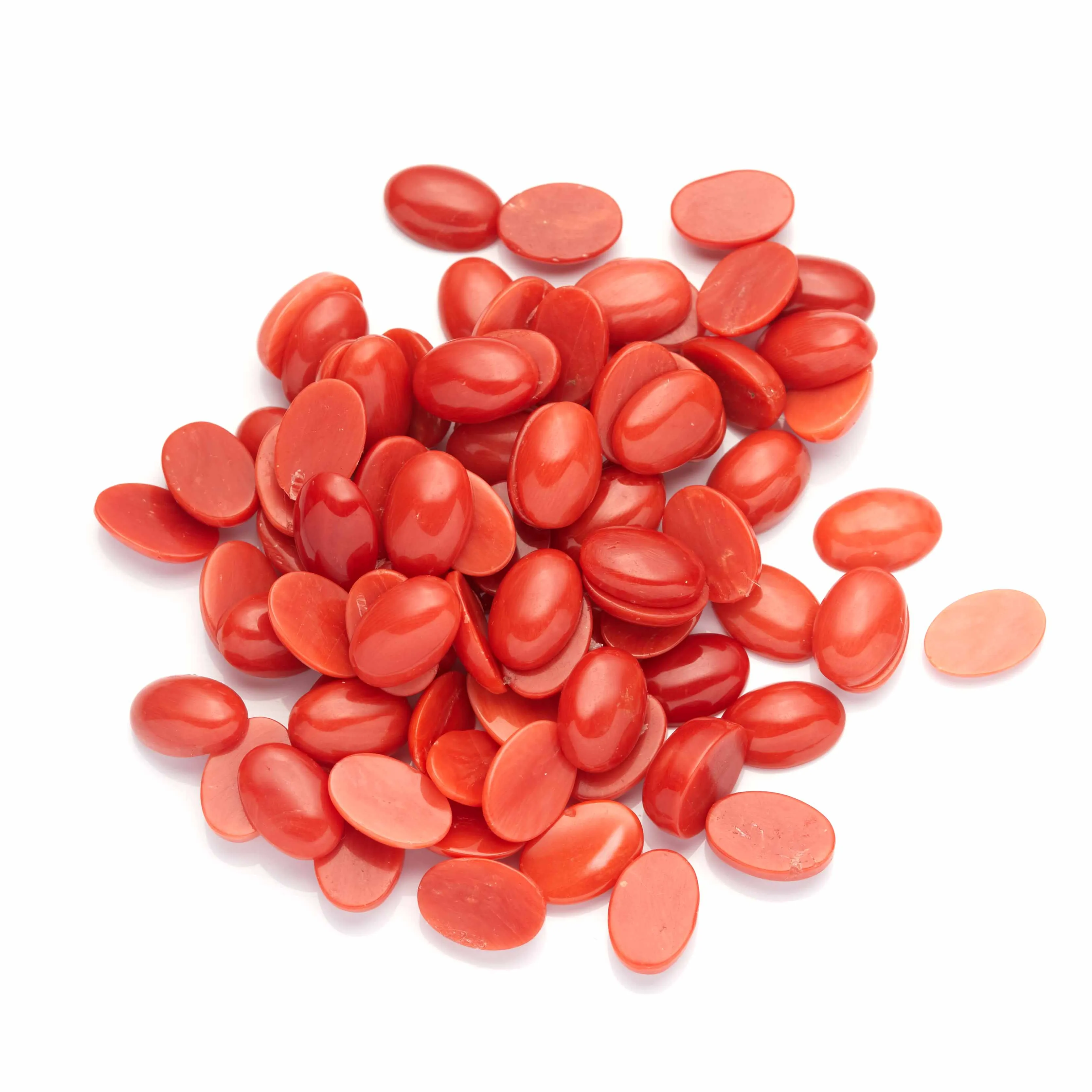 Cabochon formato oval tamanho coral, italiano, natural, vermelho, 10x14mm, qualidade superior