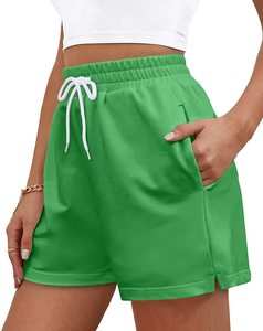 Pantalones cortos de sudor de verano de cintura alta para mujer, logotipo bordado impreso personalizado, pantalones cortos calientes de algodón y poliéster de alta calidad de talla grande - Product Image 4