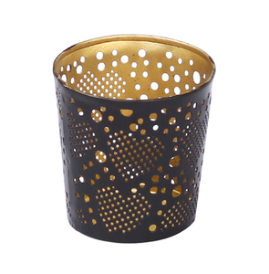 Bougeoir de taille personnalisée de forme ronde de support votif de couleur noire de conception de feuille du meilleur exportateur en Inde - Product Image 2