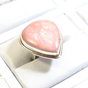 Bijou féminin en pierres précieuses naturelles opale rose, bague en argent pur, authentique, fait à la main - Product Image 4