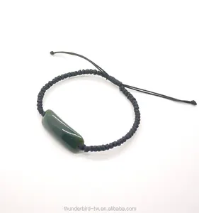 Top-Verkauf Großhandel Edelstein grün Nephrit Jade Perlen Band Cord Armband