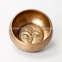 Bol chantant en laiton sculpté, œil de Bouddha gravé, haute résonance, relaxation, méditation, soulagement du stress, souvenir antique du Népal, métal