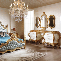 Lit King Size en Bois Sculpté de Style Rococo Français, Meubles Royaux Européens de Luxe en Or Antique, Très Populaire pour Hôtels
