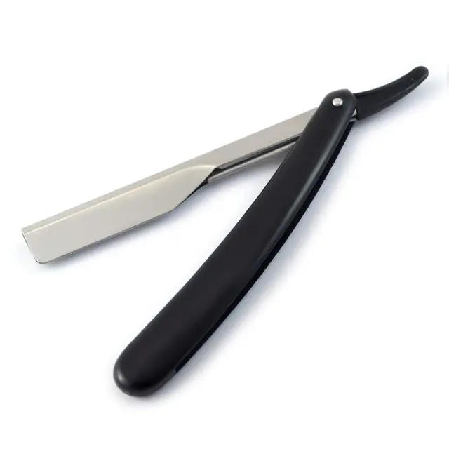 Wholesale S/S Straight Edge Razor with Plastic Handle for Men Custom Cut Throat Beard Shaver Folding Knife Blade Shavette Razor