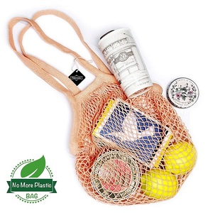100% coton gris Net épicerie sacs fourre-tout tissus écologiques matériaux légers durables réutilisables de haute qualité élégant - Product Image 4