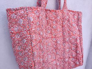 Bolsos bohemios de moda estilo dama algodón con dos asas/correas tipo cierre abierto patrón floral - Product Image 2