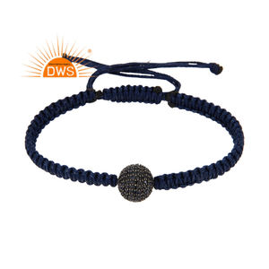 Pulsera de macramé de plata esterlina al por mayor joyería de piedras preciosas de zafiro azul natural para mujer regalo para ella - Product Image 1