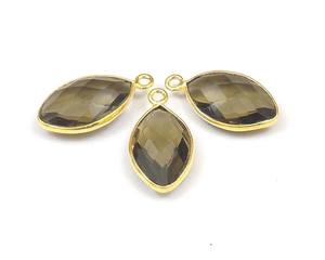 Smokey <b>Quartz</b> Natural Multi Gemstone Marquise Shape Gold Plated Jewelry Single Bail Bezel Handmade Connector - Product Image 6