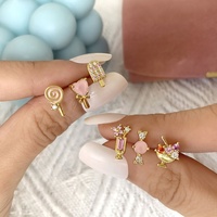 Boucles d'oreilles en pierres colorées de Style coréen tendance, boucles d'oreilles en plaqué or 18K pour femmes, en argent, zircone cubique