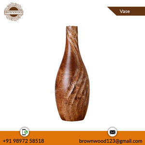 Vase en bois Offre Spéciale fabriqué à la main Vase à fleurs décoratif en bois de manguier antique sculpté à la main pour la décoration intérieure et l'utilisation de cadeaux parfaits - Product Image 3