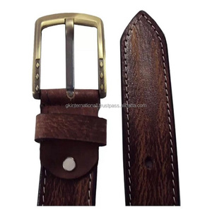 Cinturones de piel de vaca de alta calidad para hombre, cinturón de cuero genuino con hebilla de pin clásica a la moda con costura completa - Product Image 1