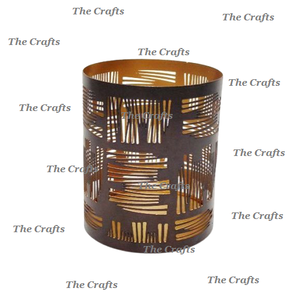 Portavelas votivas redondos de metal color dorado para bodas, hogar y hoteles, juego de tres. - Product Image 4