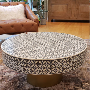กระดูก Inlay สไตล์โมร็อกโกรอบกาแฟตาราง,กระดูก Inlay เฟอร์นิเจอร์ - Product Image 2