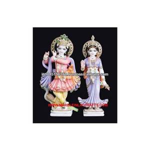 หินอ่อนที่ทำด้วยมือที่สวยงาม Radha กฤษณะไอดอลและสวย Makrana หินอ่อน Radha กฤษณะรูปปั้นสำหรับบูชาและวัด - Product Image 1