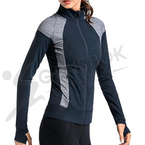 Venta al por mayor de alta calidad de las mujeres Ultra-Elástico Yoga Chaqueta Deportiva Cremallera Completa Acolchado Alto Rendimiento Transpirable Tela Spandex - Product Image 1