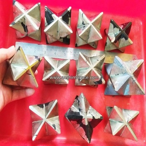 Fait à la main Feng Shui Merkaba étoiles pierre précieuse Quartz naturel guérison coeur boule modèles Agate Chakra Style grande taille pyrite sculpté - Product Image 4