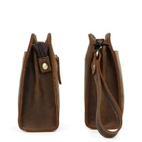 Dompet Kulit Asli 100% Model Clutch Panjang dengan Tali Pergelangan Tangan, Penutup, Tahan Air, Unisex, Kantong Kulit, Folder, Merek Kustom MBF-0526